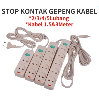 Stop Kontak Kabel 2/3/4/5 Lubang&amp;1.5/3M/STOP KONTAK GEPENG SNI