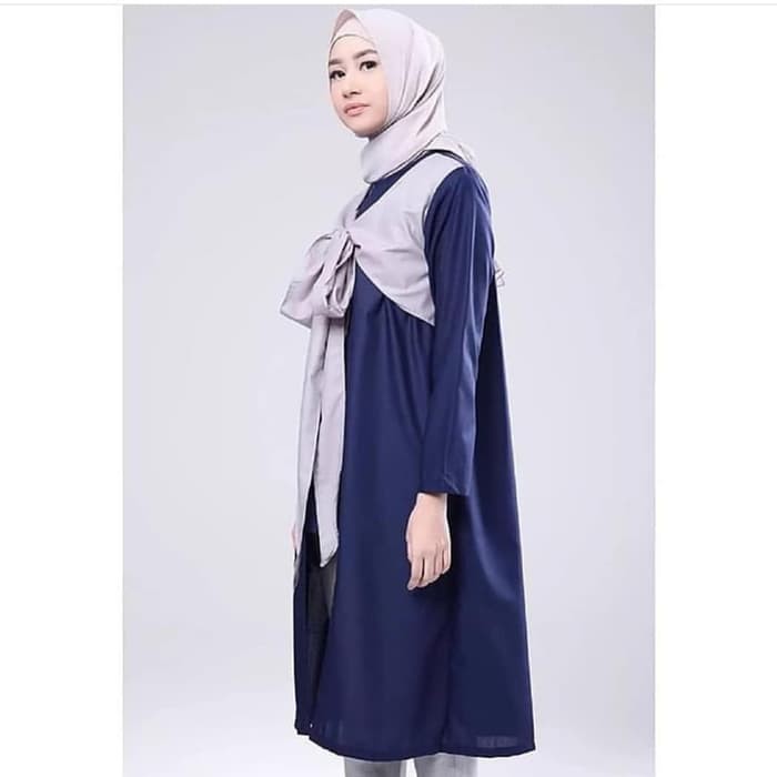 TERBARU Baju busui / Baju nissa sabyan / atasan muslimah : Nissa Tunik navy TP TERMURAHHH