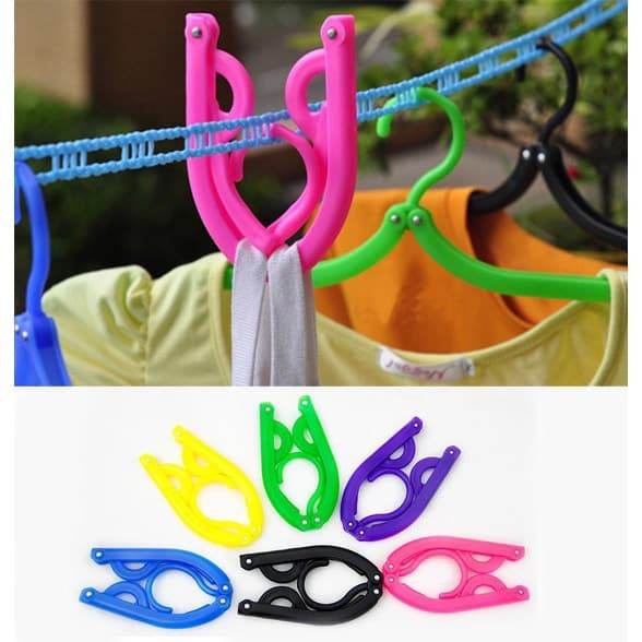 Hanger LIPAT Jemuran - Gantungan Baju Portable Plastic Plastik Pakaian Travelling Traveling Travel