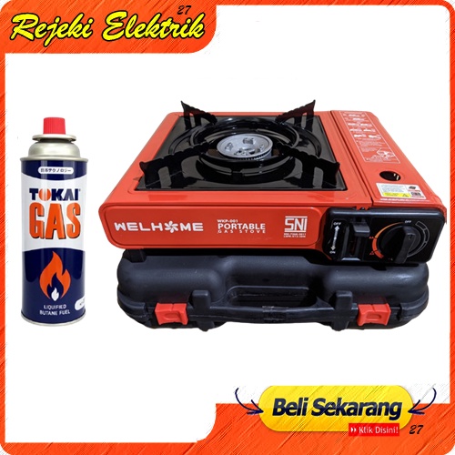 Kompor Gas Portable WELHOME 2 in 1 - Warna RANDOM