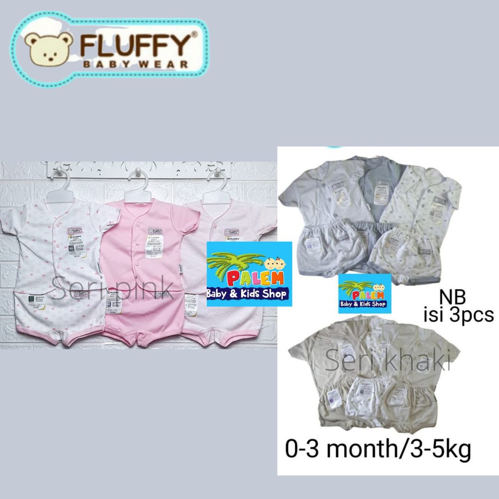 fluffy setelan baju pendek celana pendek(isi 3stel) newborn,s m l