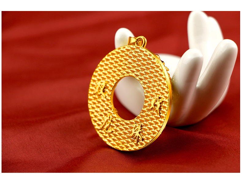 Kalung Emas Asli Kadar 375 Dengan Liontin Bulat Motif Naga Untuk Pria