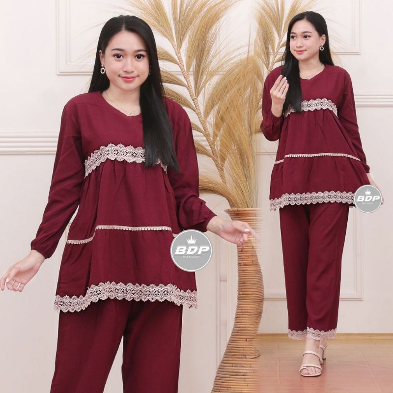 SETELAN ARAB LENGAN PANJANG BUSUI RENDA RAYON SUPER RESLETING DADA INAFA JAYA