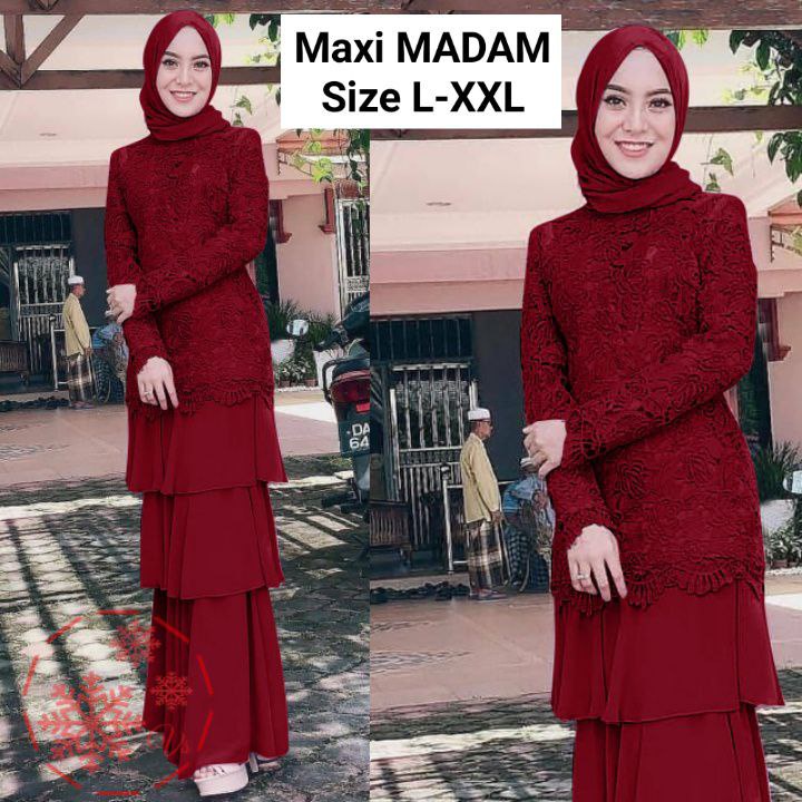 MX MADAM GAMIS BRUKAT FASHION WANITA / 3ukuran / pakaian muslim pesta terlaris terbaru