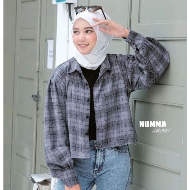 KEMEJA CROP TARTAN | KEMEJA WANITA KOTAK OVERSIZE / OVERSIZE FLANEL TARTAN / CROP TARTAN SHIRT