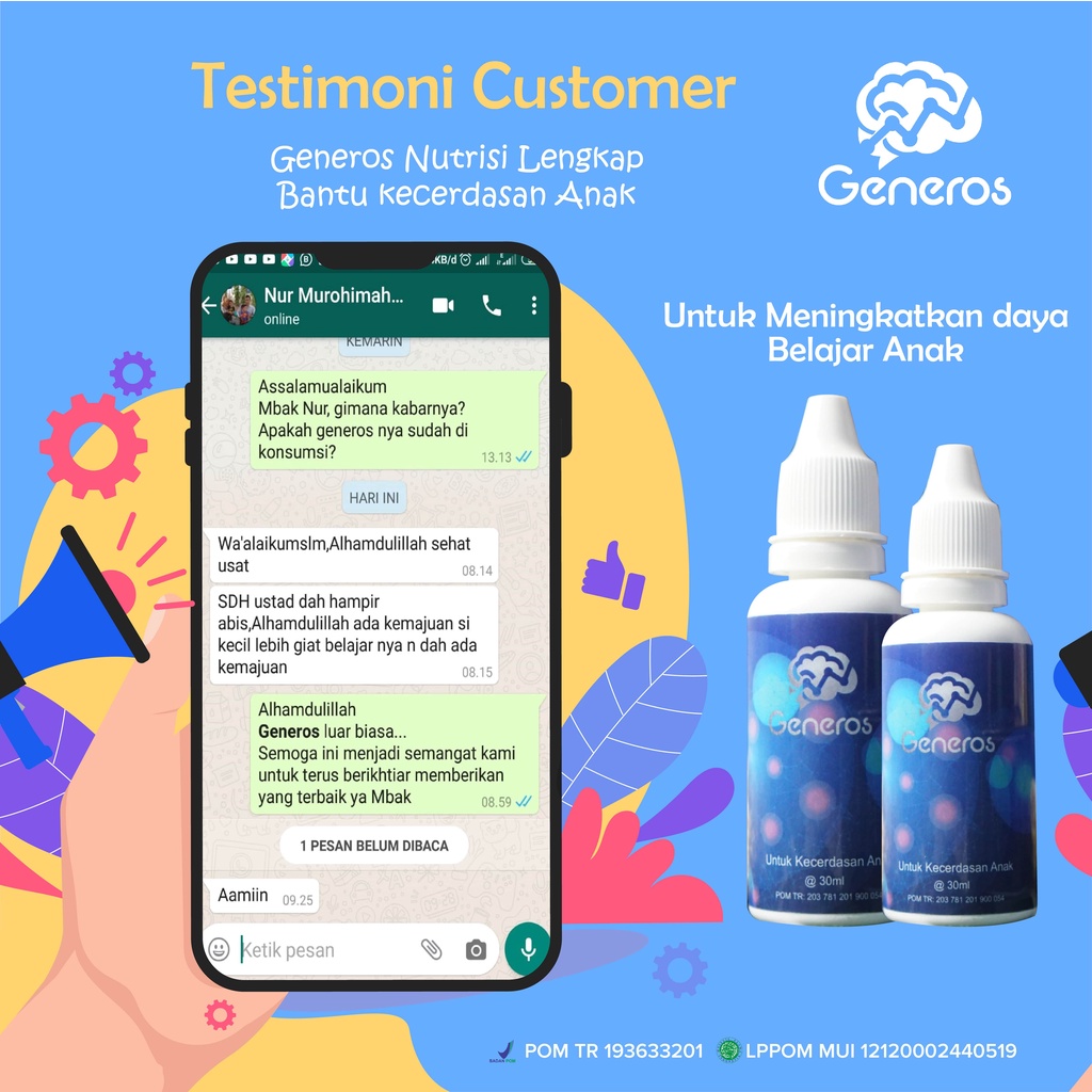 100% Original Generos -  Madu Generous Multivitamin Nutrisi &amp; Vitamin Otak Anak Atasi Speech Delay Telat Bicara Stunting Hyperaktif Hiperaktif Autis Tingkatkan Konsentrasi &amp; Daya Ingat