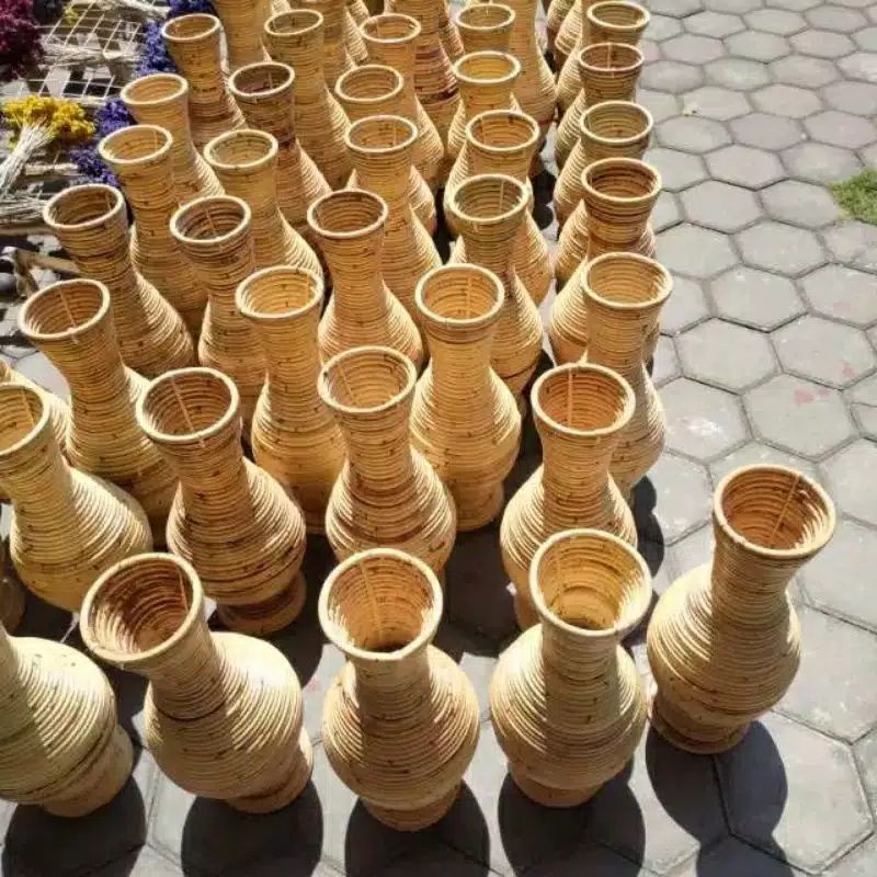 Guci Rotan Vas Rotan Pot Rotan Vas Bunga Rotan Pot Rustic Pot Dekorasi Vas Homedecor Vas Rustic