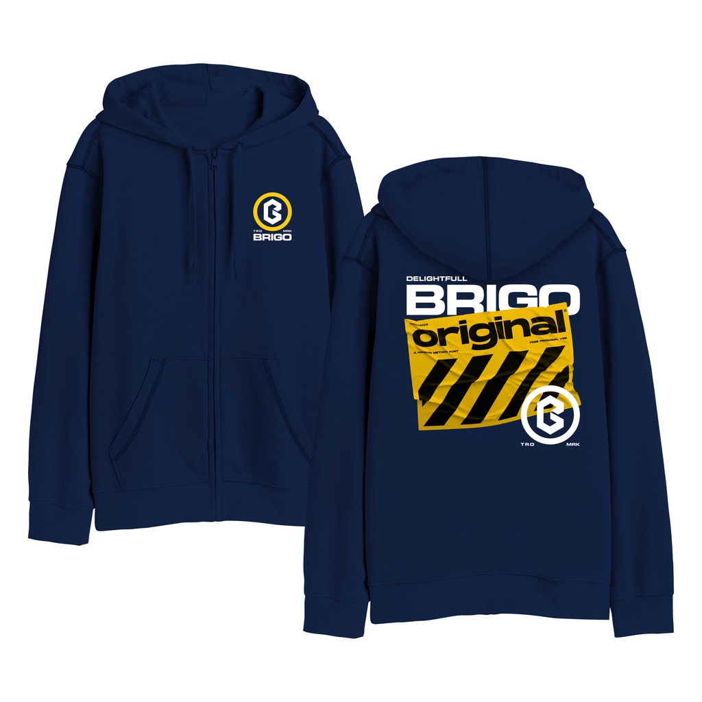 BRIGO Zipper Jumper Hoodie Delight Full II Sweater Hoodie Resleting BRIGO Delight Full Sablon DTF Fleece Cotton II SIZE M-XXL (Pria &amp; Wanita) Free stiker&amp;Gantungan Kunci