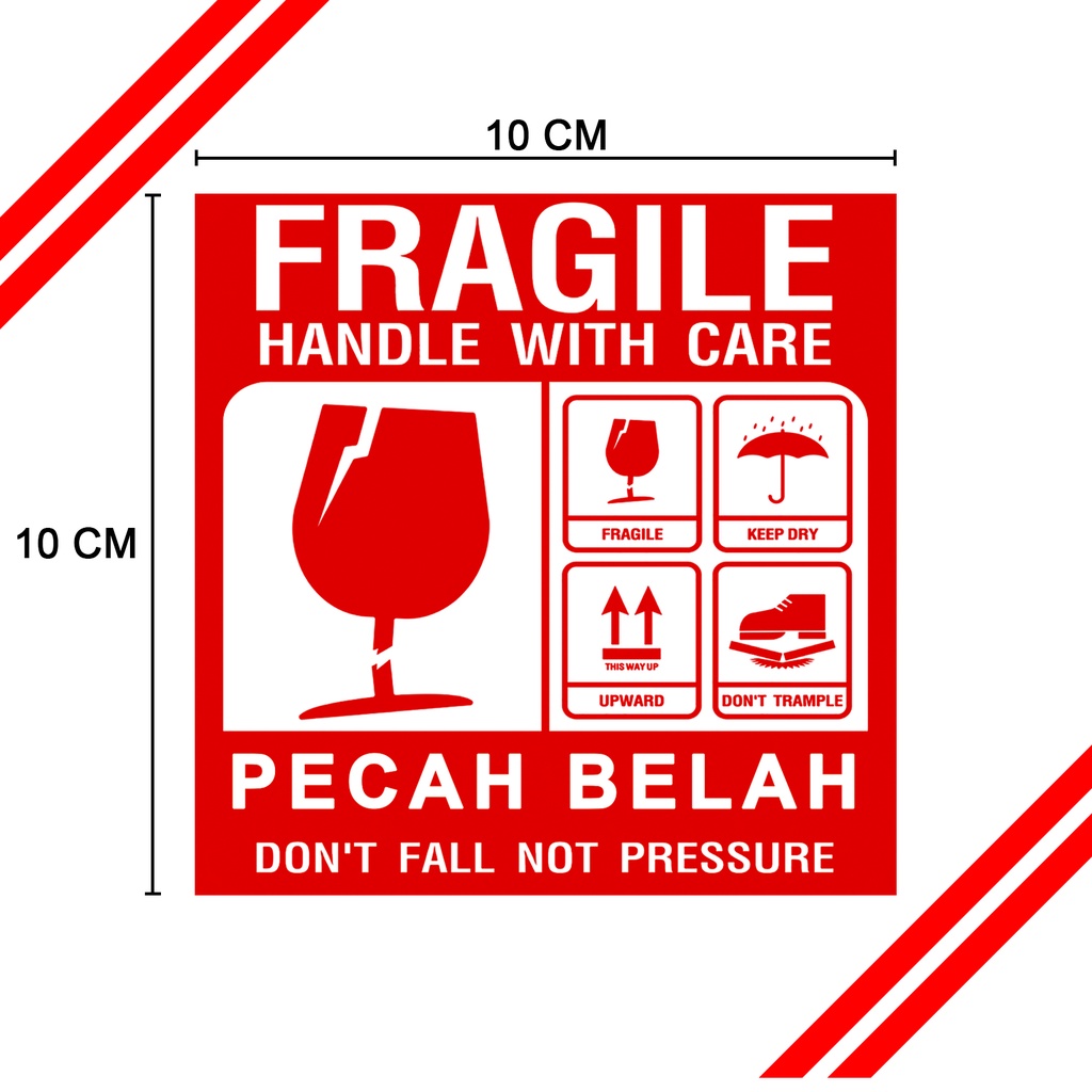 

STIKER FRAGILE / Stiker Jangan Dibanting / 10cm x 10cm (50 Lembar)