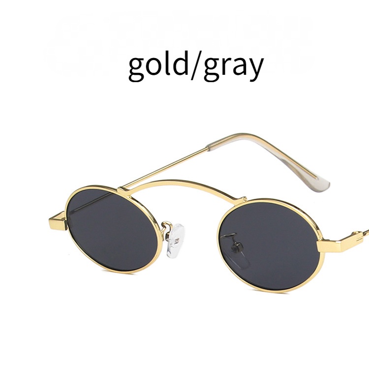 Punk Oval Metal Sunglasses for Women Men