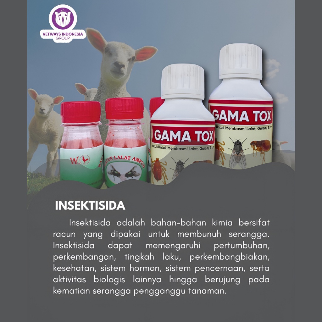 GAMA TOX Racun Lalat Obat lalat Kutu Tungau Caplak Ulat dan Belatung Pada Bulu dan Kulit Ternak aman dijilat | Apoternak