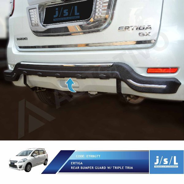 Aksesoris Fariasi Tambahan JSL Pengaman Belakang Ertiga Rear Bumper Guard Triple Trim Chrome
