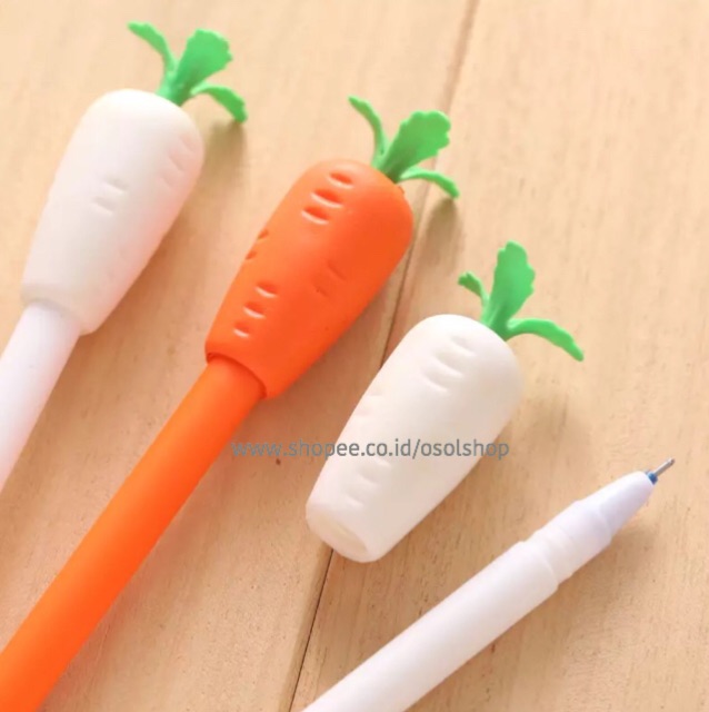 1 Lusin Pulpen Wortel Lobak carrot selusin pen gel karakter unik lucu