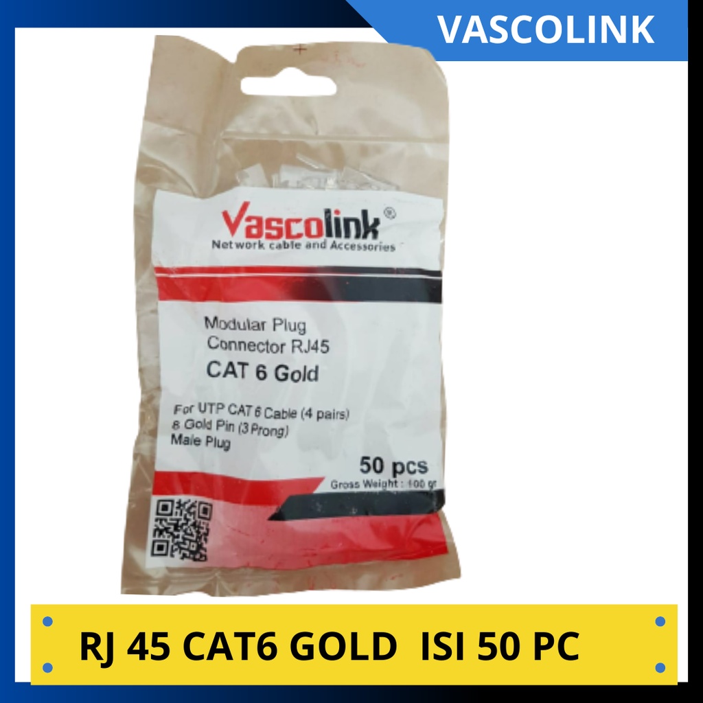 RJ45 BESI GOLD FTP CAT6 VASCOLINK ISI 50