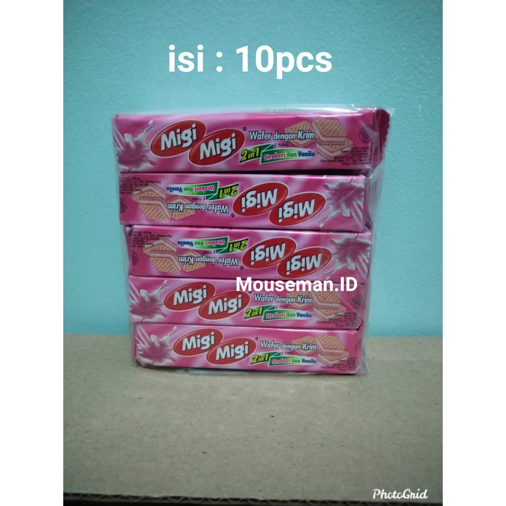 

MIGI MIGI Wafer dengan Krim rasa Stroberi 10pcs x 11g MURAH 1 Pack