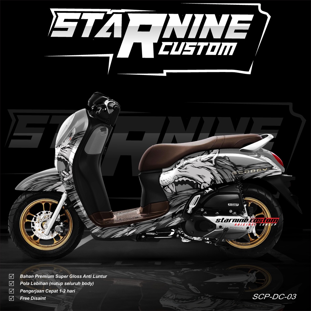 decal scoopy 2020-2021 wolf full body sticker scoopy keren