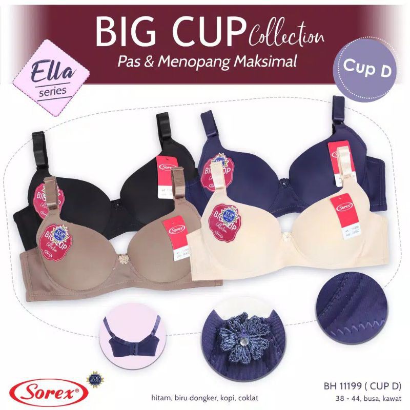 TALLY Bra BIG CUP Premium 11199 Busa Berkawat kait 3CUP D