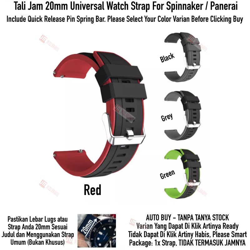 SSR Tali Jam 20mm Watch Strap Untuk Spinnaker / Panerai - Rubber Silikon Sporty