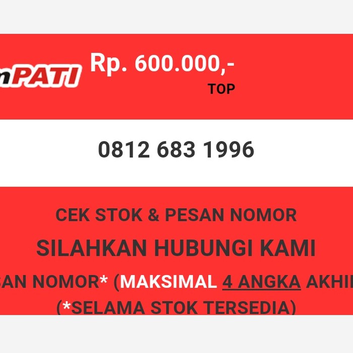 Nomor cantik Telkomsel murah tahun lahir 1996 simpati & loop T0888-600