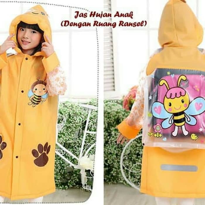 Jas Hujan Anak Dengan Tempat Ransel - Raincoat With Back Pocket - Jas Hujan Ponco