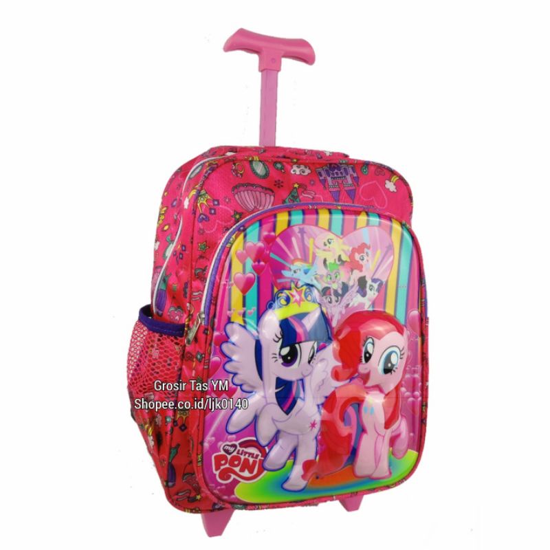 Tas Troli Trolley Roda Anak Perempuan Little Pony Kuda Pony. Gratis Raincoat. Gambar Timbul