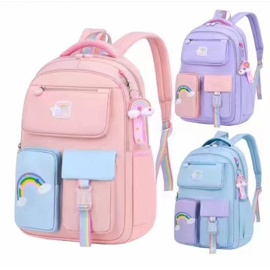 Tas Sekolah Anak Cewek Import Backpack SD Ransel Rainbow 717