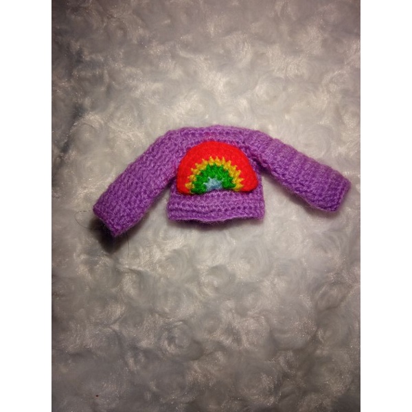 Baju rajut boneka 16cm pelangi (mini yuna, ixdoll, BJD Lati doll)