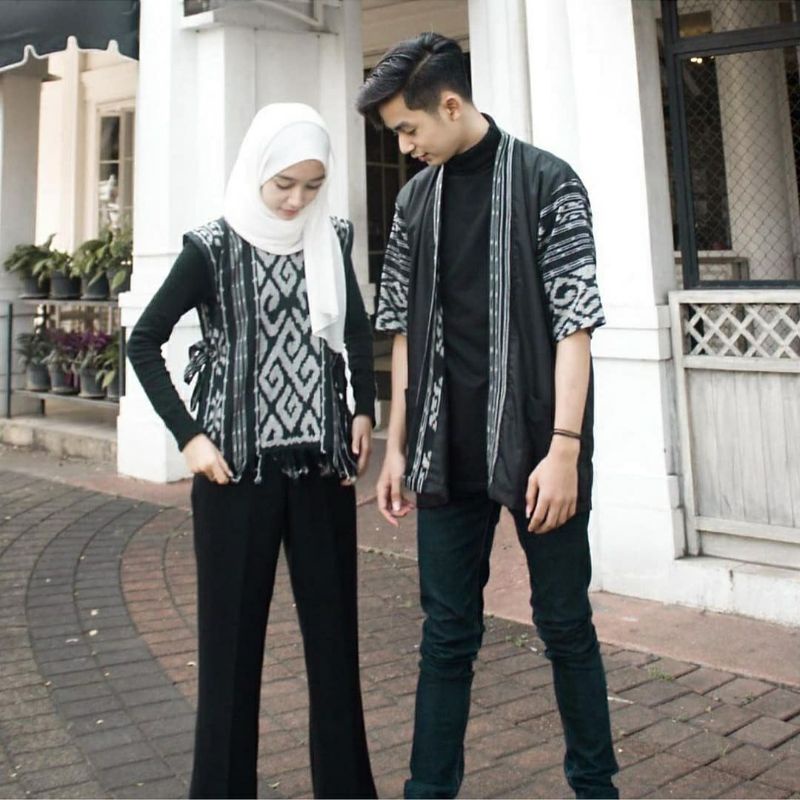 SET COUPLE TENUN KEKINIAN-couple tenun-couple etnik-dress tenun dan kemeja tenun- gamis tenun-gamis 