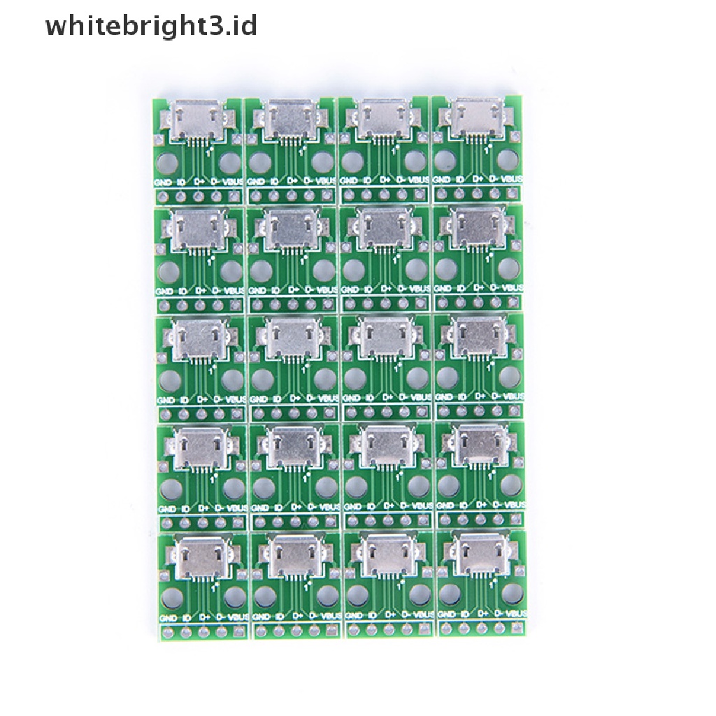 (whitebright3.id) 20pcs Papan Modul adapter Konektor micro usb Ke DIP 2.54mm female 5-pin