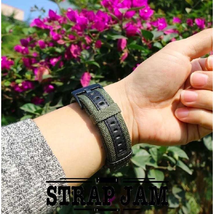 Strap Mobvoi TicWatch E3 - Tali Jam Tangan 20mm Woven Nylon Buckle Hitam