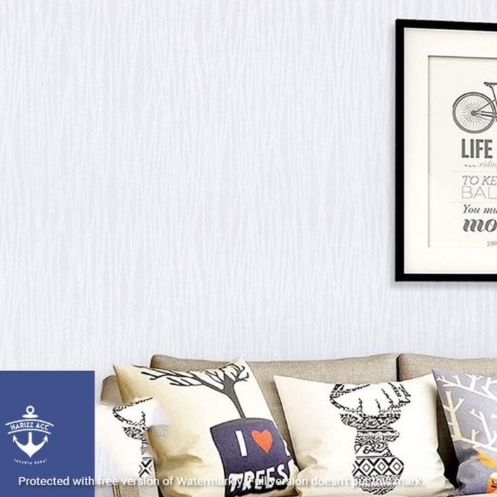 ✥ Wallpaper stiker dinding motif garis putih bertekstur embos ▼