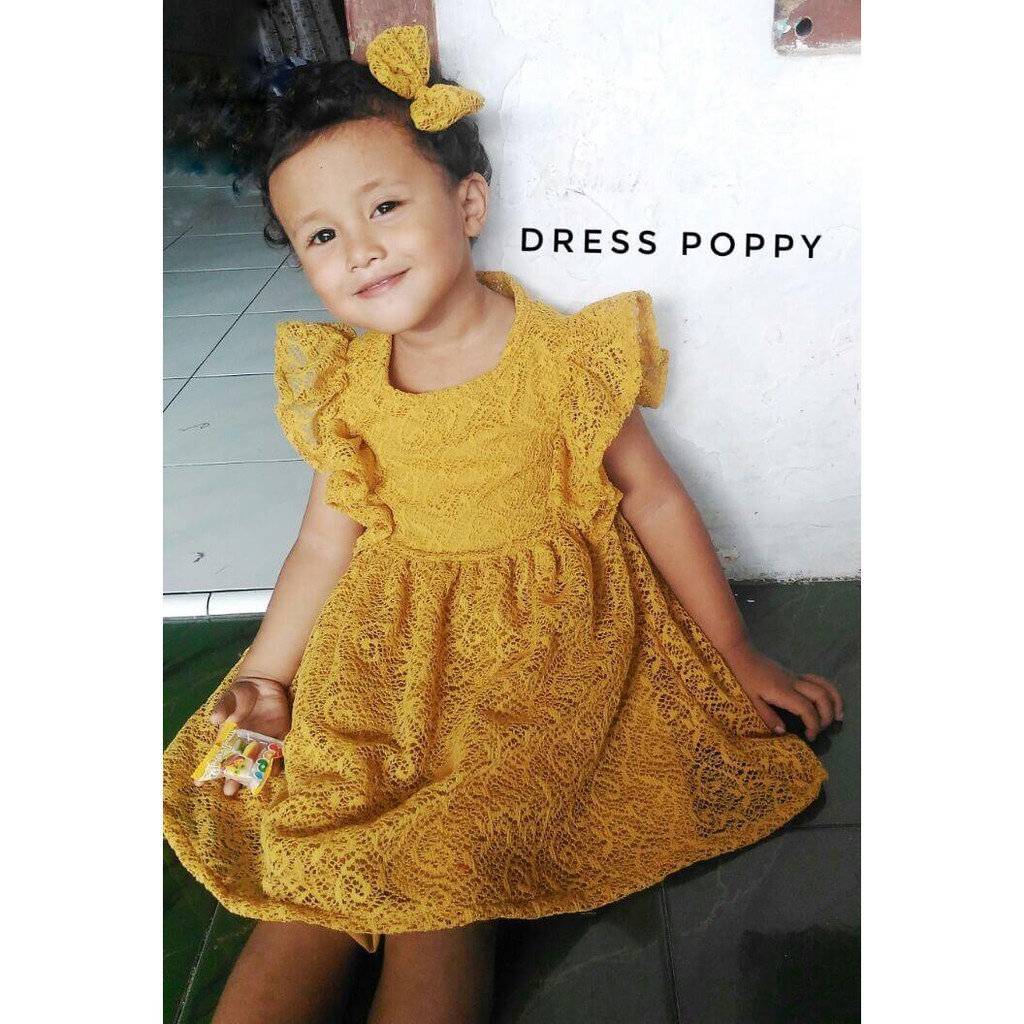 FREE JEPIT RAMBUT - BAJU BROKAT BRUKAT PESTA CASUAL DRESS POPPY COUPLE ANAK BUNDA IBU