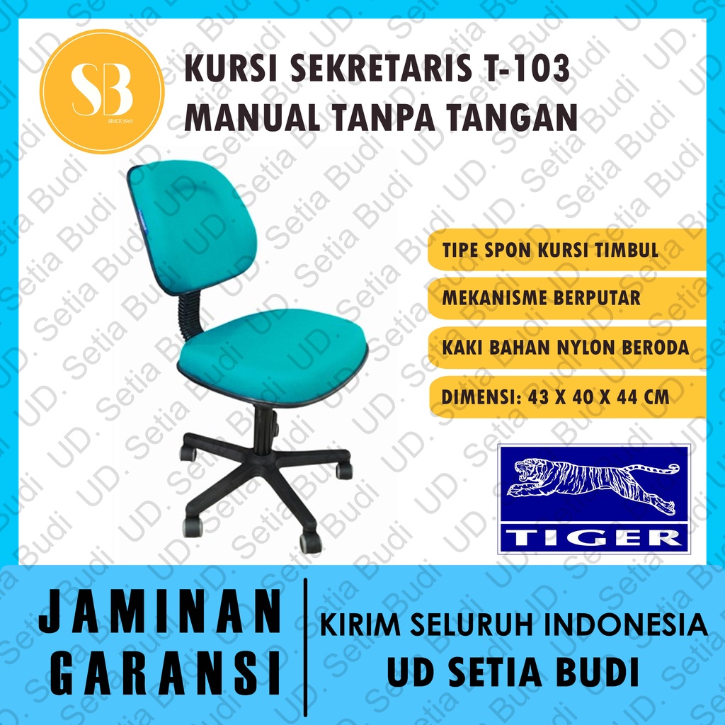 Kursi Kantor Sekretaris Tiger T-103 Manual Tanpa Tangan