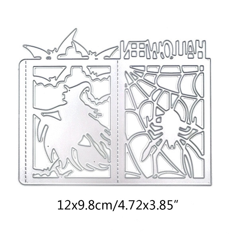 Cutting Dies Embossing Bahan Carbon Steel Desain Kelelawar Laba-Laba Halloween Untuk Scrapbook