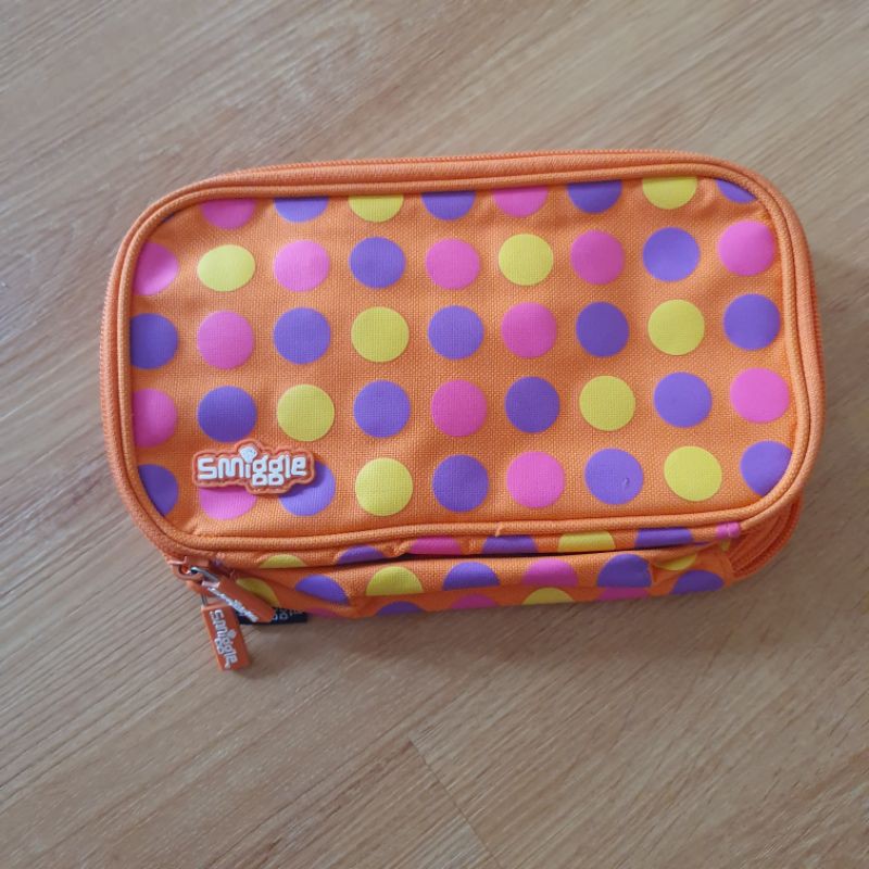 Smiggle Pensil case 2 in 1tempat pensil Smiggle motif polkadot