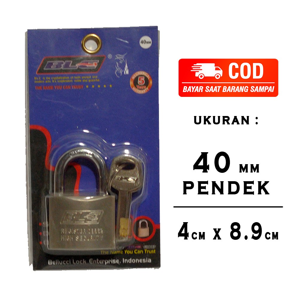 GEMBOK PUTIH 40 MM LEHER PENDEK BELLUCCI