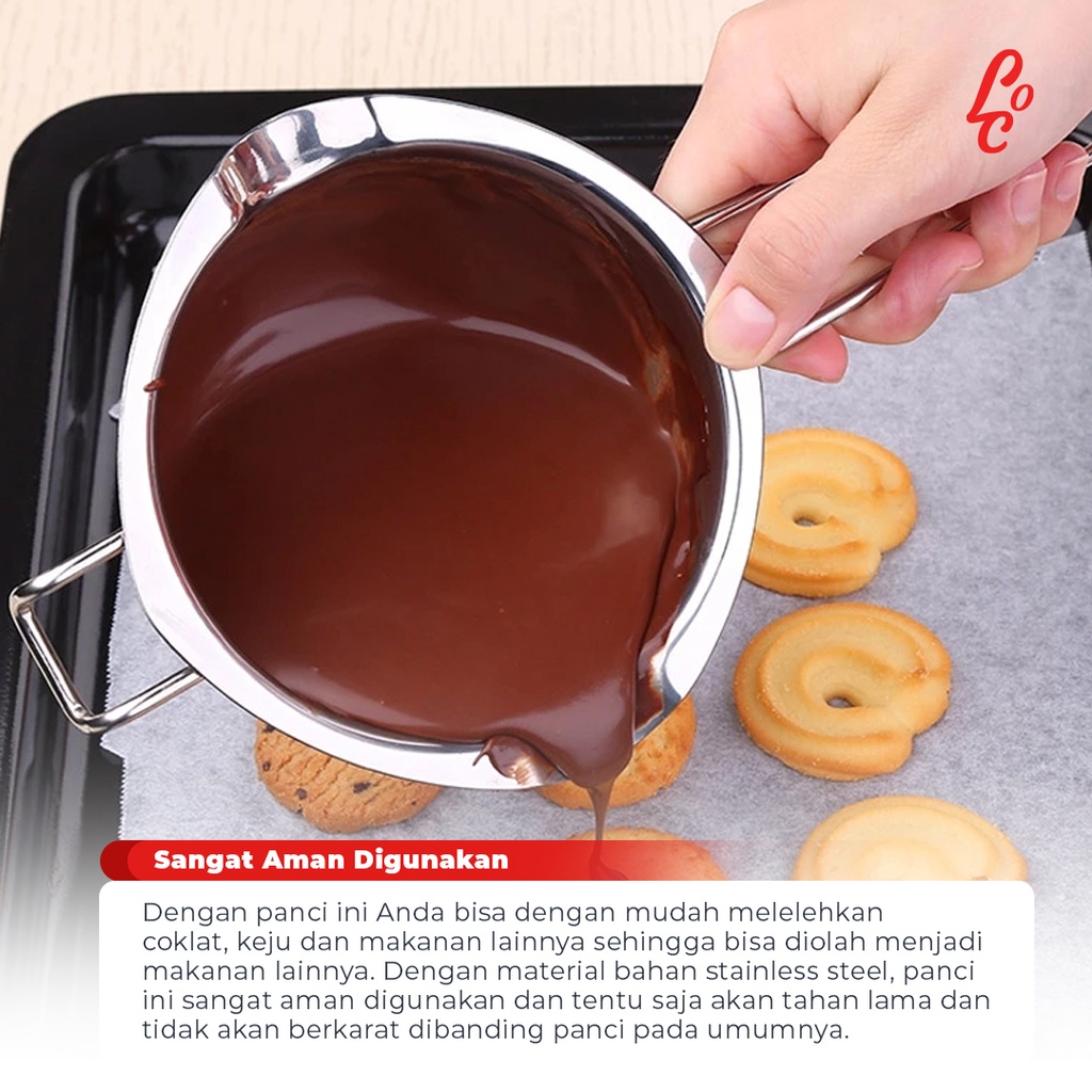 Panci Leleh Keju Coklat Stainless Steel Chocolate Melting Pot Pan