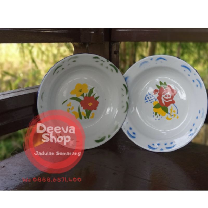 Piring Enamel 22 cm Vintage Gelas Jadul Blek Seng Termurah