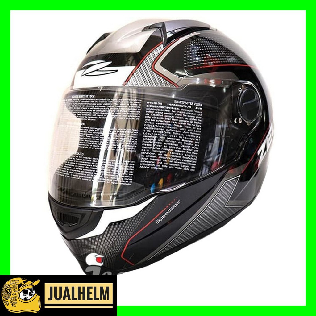 Helm Zeus ZS811 Black Glossy AL6 White Red | Zeus ZS 811 Single Visor