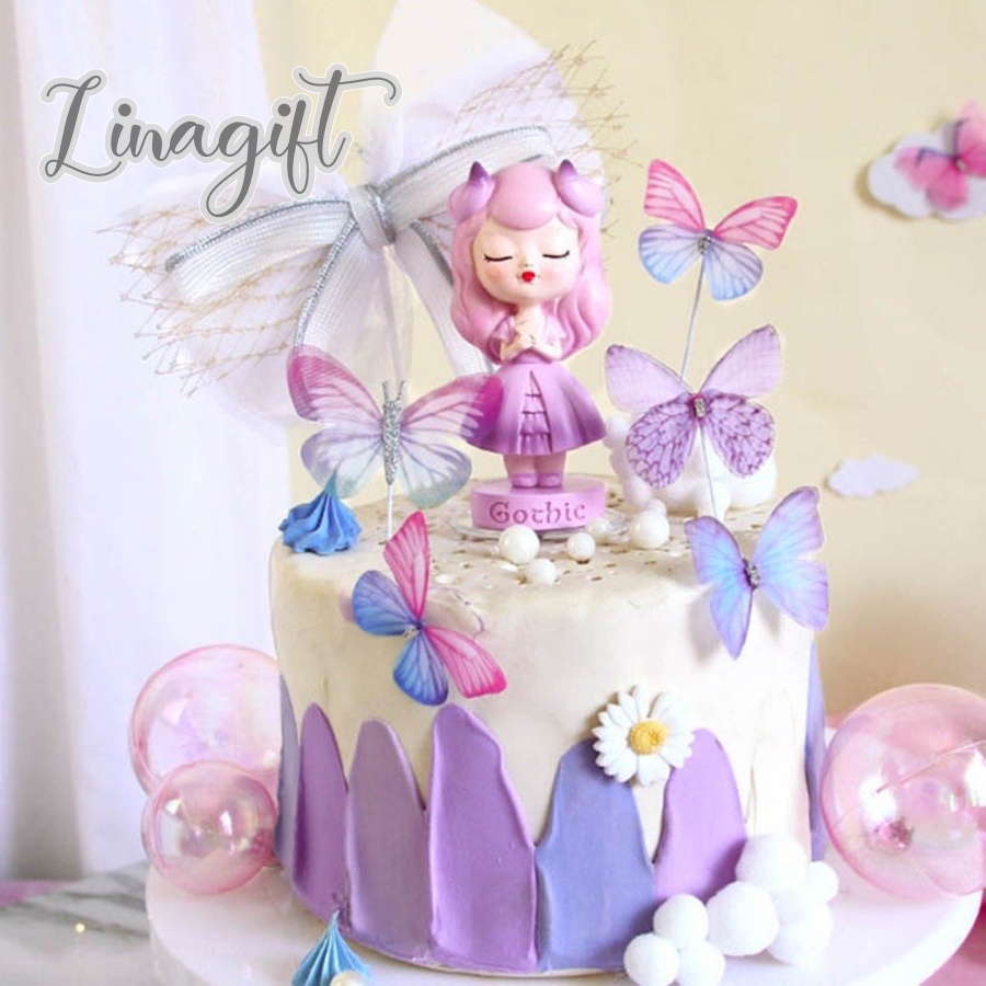 ( Set 3 Pc ) TOPPER CAKE BUTTERFLY / TOPER KUE KUPU - KUPU / HAPPY BIRTHDAY CAKE DECORATION SUPPLIES AESTHETIC / HIASAN BUKET BUNGA / AKSESORIS BOUQUET FLOWER / FLOWER WRAPPING / ACCESORIES KERTAS BUNGA / ESTETIK AEUSTHATIC