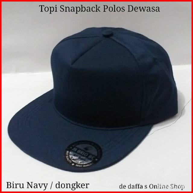 Topi Snapback Polos Dewasa  Full Biru Navy / Dongker Bahan Rapel Distro Berkualitas - Biru NAVY