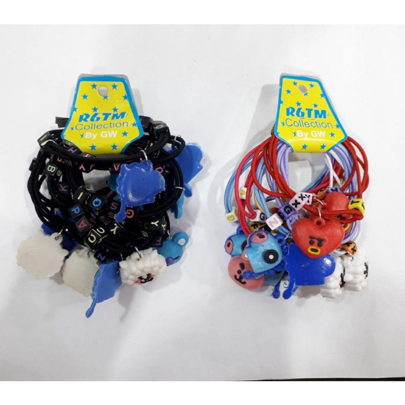 Gelang Tali STRING BT21 Boneka BTS Bandul 12buah Kulakan Grosir