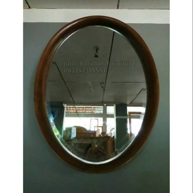 Pigura Kaca Bulat Jati Cermin Hias Jati Jujur Barokah Furniture Jepara