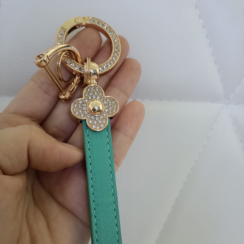 Four-leaf Clover PU Leather Car Key Keychain Hadiah Bisnis Untuk Pria Wanita Car Key Strap Waist Wallet KeyChains Keyrings