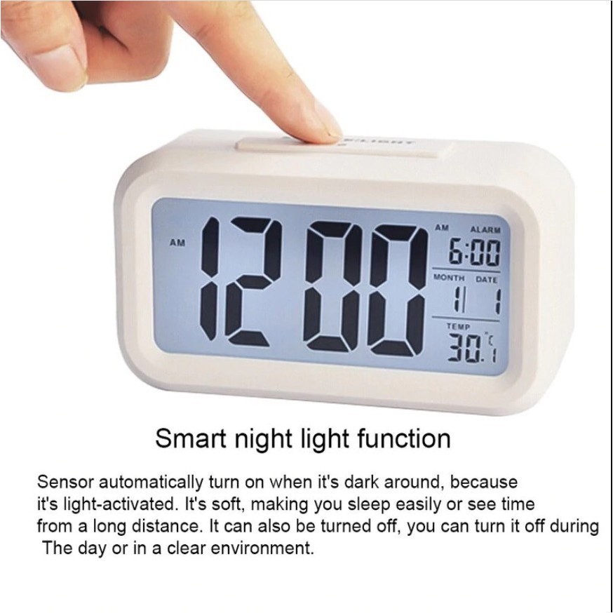 Jam Alarm meja|Jam Weker Pintar Digital Smart Alarm Clock - hitam