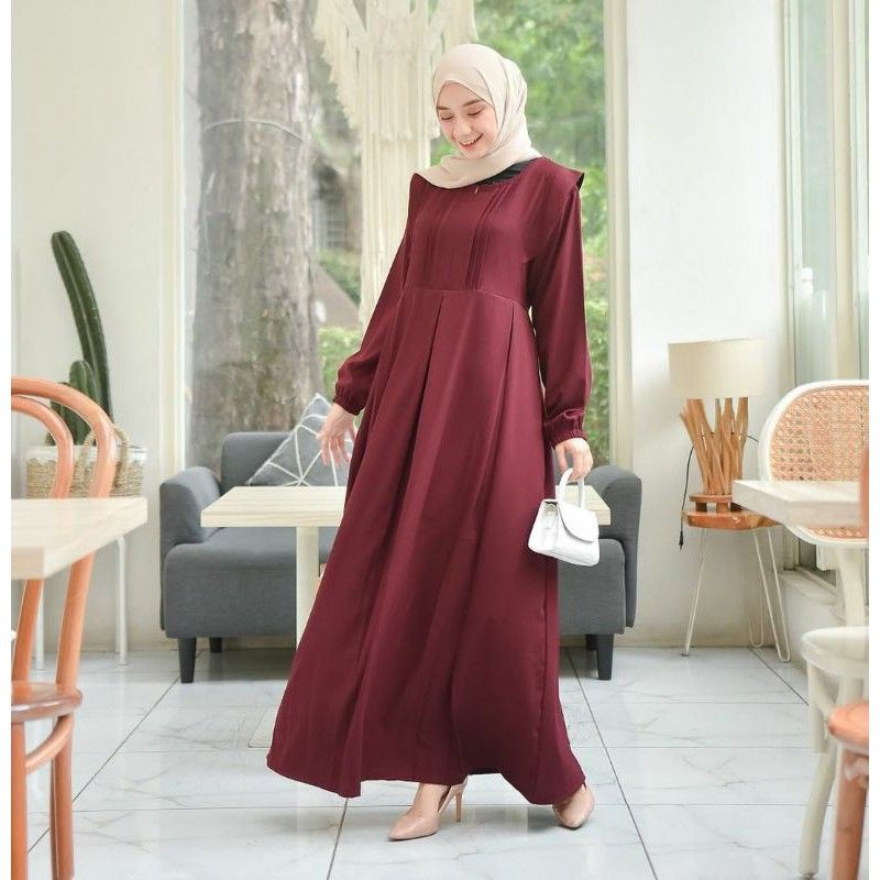 TANISHA DRESS CRINCLE AIRFLOW SIZE  S M L XL gamis terbaru/ termurah remaja terkini