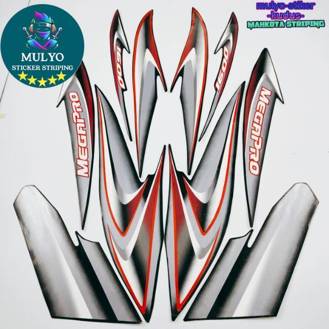 STRIPING STICKER LIS LES POLET honda mega pro 2006 hitam full list body motor standar berkualitas te