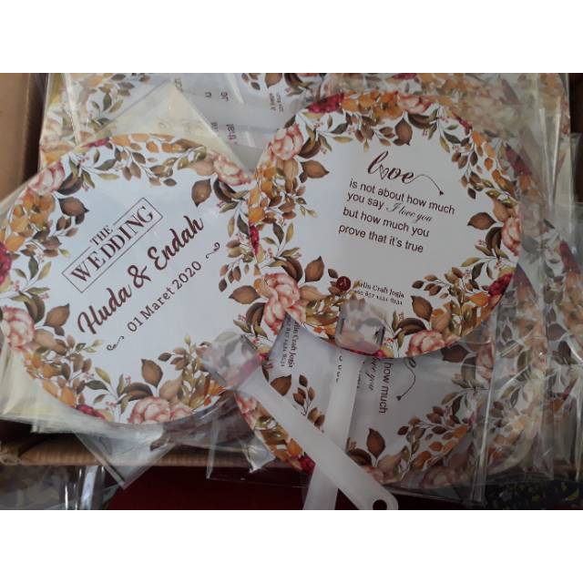 TERMURAH KIPAS UNDANGAN/ Souvenir Kipas/Kipas Promosi / HandFan Custom Cetak Bolak-Balik ( Tanpa Lam