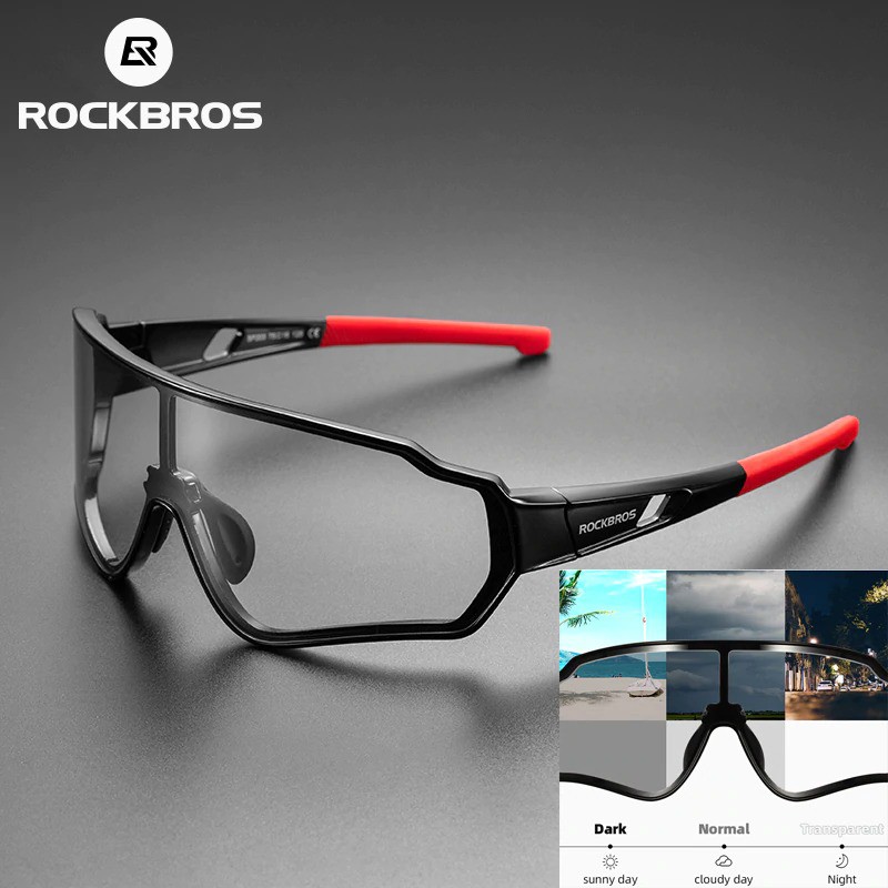 Rockbros Kacamata Hitam Pria/Wanita Lensa Photochromic Polarized Untuk Bersepeda