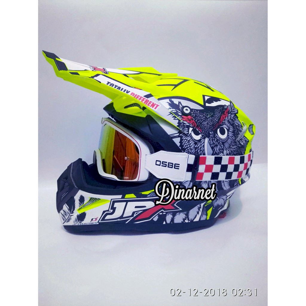 Jual Helm Cross Jpx X13 Owl Yellow Dof Trail Trabas Kacamata Goggle Barstow terlaris
